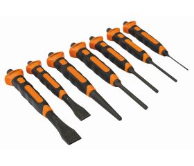 Juego de cinceles de albañil variados con mango bi-componente: 7 unidades/bandeja de plástico | 3654BMS/7